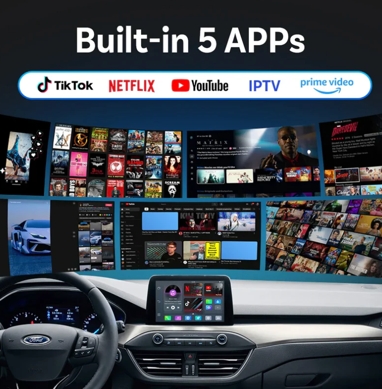Ottocast Play2Video Pro – Wireless CarPlay Auto Multimedia Adapter (Plug & Play)